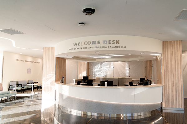 Photo of main desk in new RI Hospital lobby